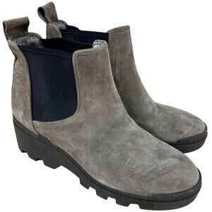 Eileen Fisher NWOB Splash Waterproof Suede Bootie Size 5 Wedge Heel Lug Sole